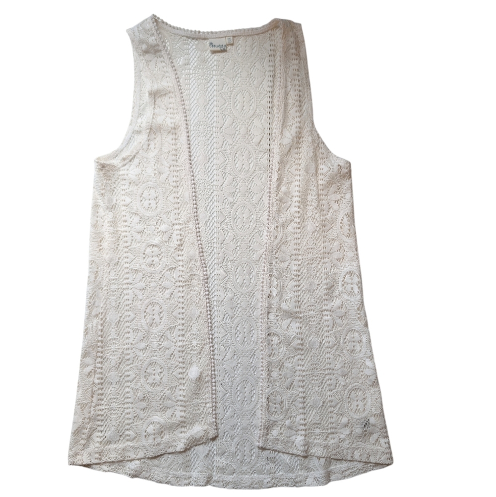 Boho Crochet Lace Open Front Vest XXL